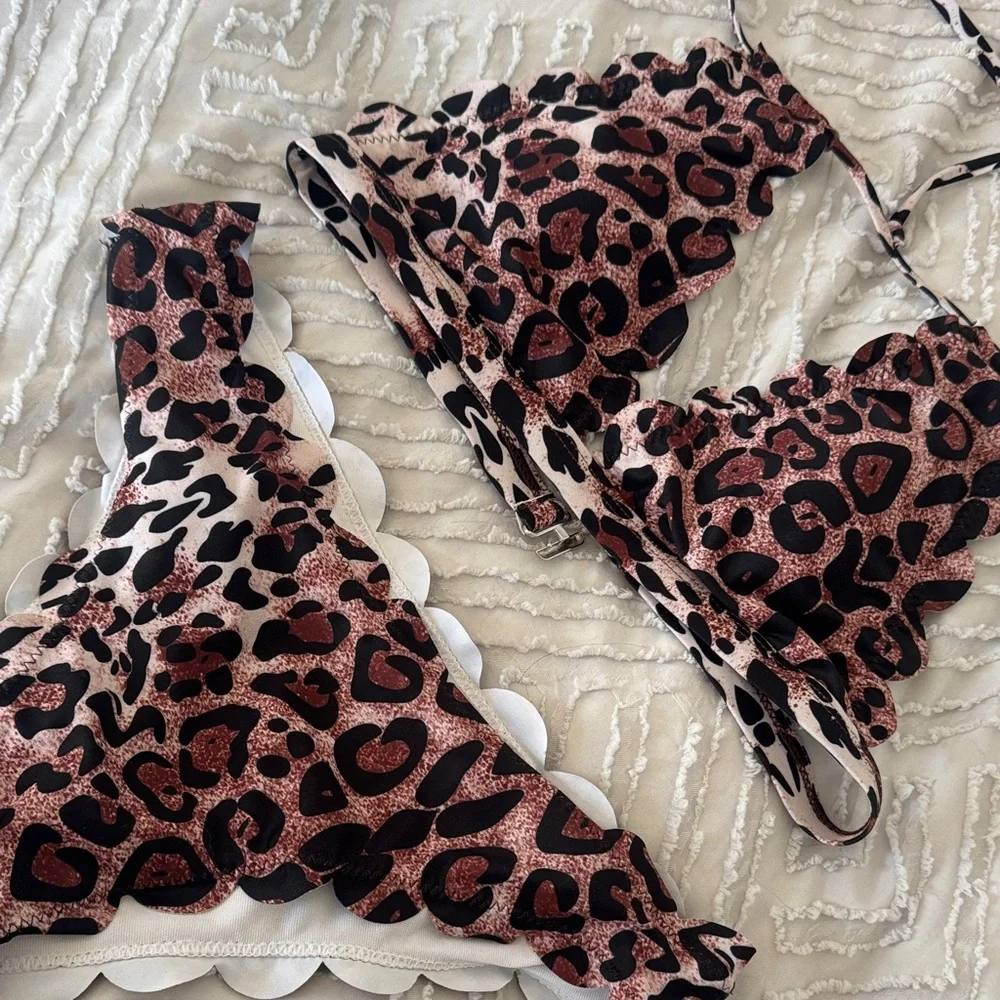 SHEIN Leopard Print Bikini - Black and Brown